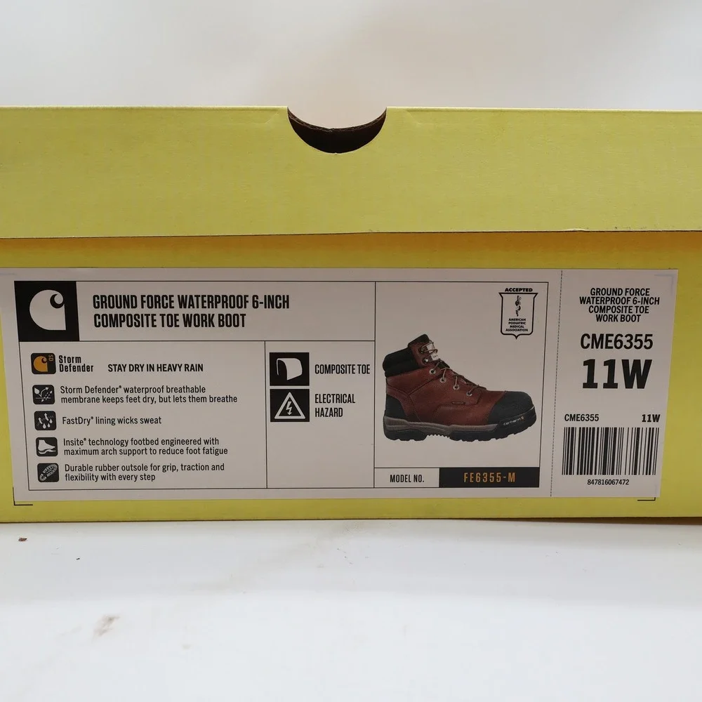 Carhartt Work Boots Mens 11 Wide CME6355 Ground Force Waterproof Safety Toe NIB